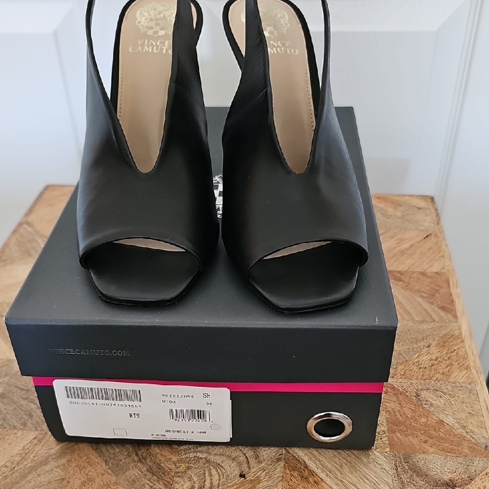 Vince Camuto Elegant Black Peep-Toe Heels 4in Heel Worn Once